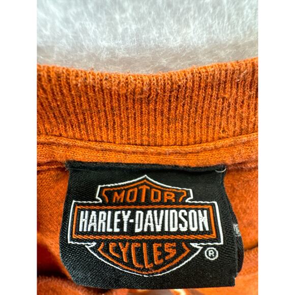 Harley Davidson Biker Sleeveless Graphic Tee Orange Men sz L - Picture 5 of 5